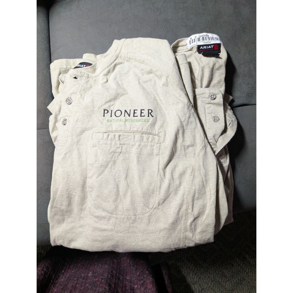 Ariat FR Mens XXL 2-Henley Shirts Pioneer Natural Resources Flame Resistant Tan